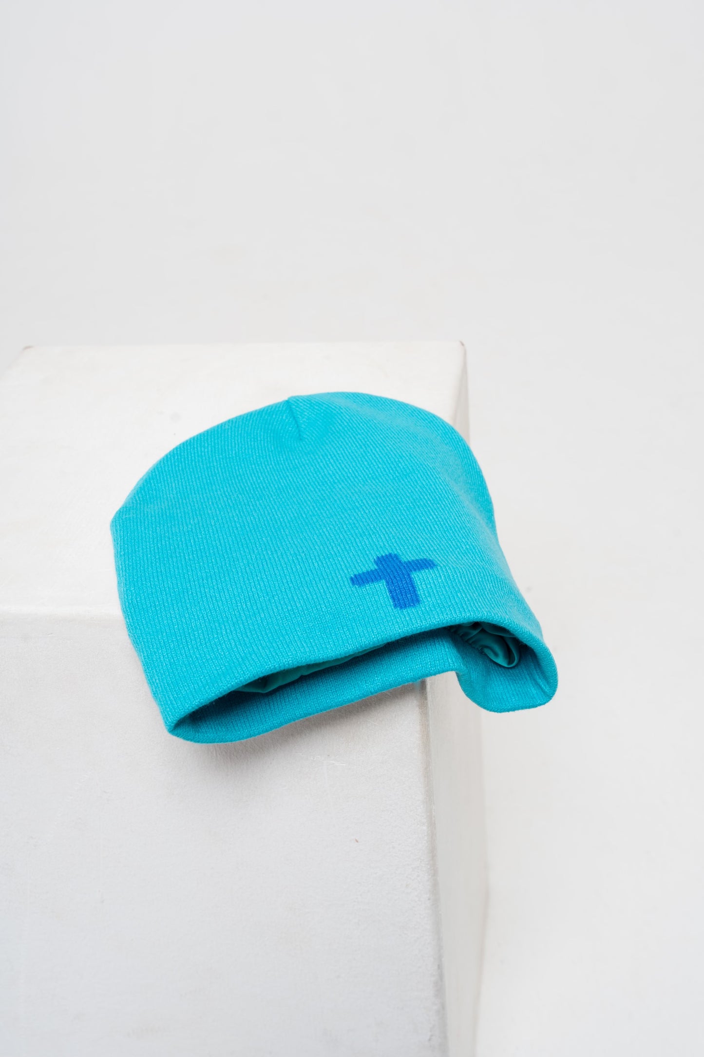 Turquoise LGD beanie with Satin-Lined Interior