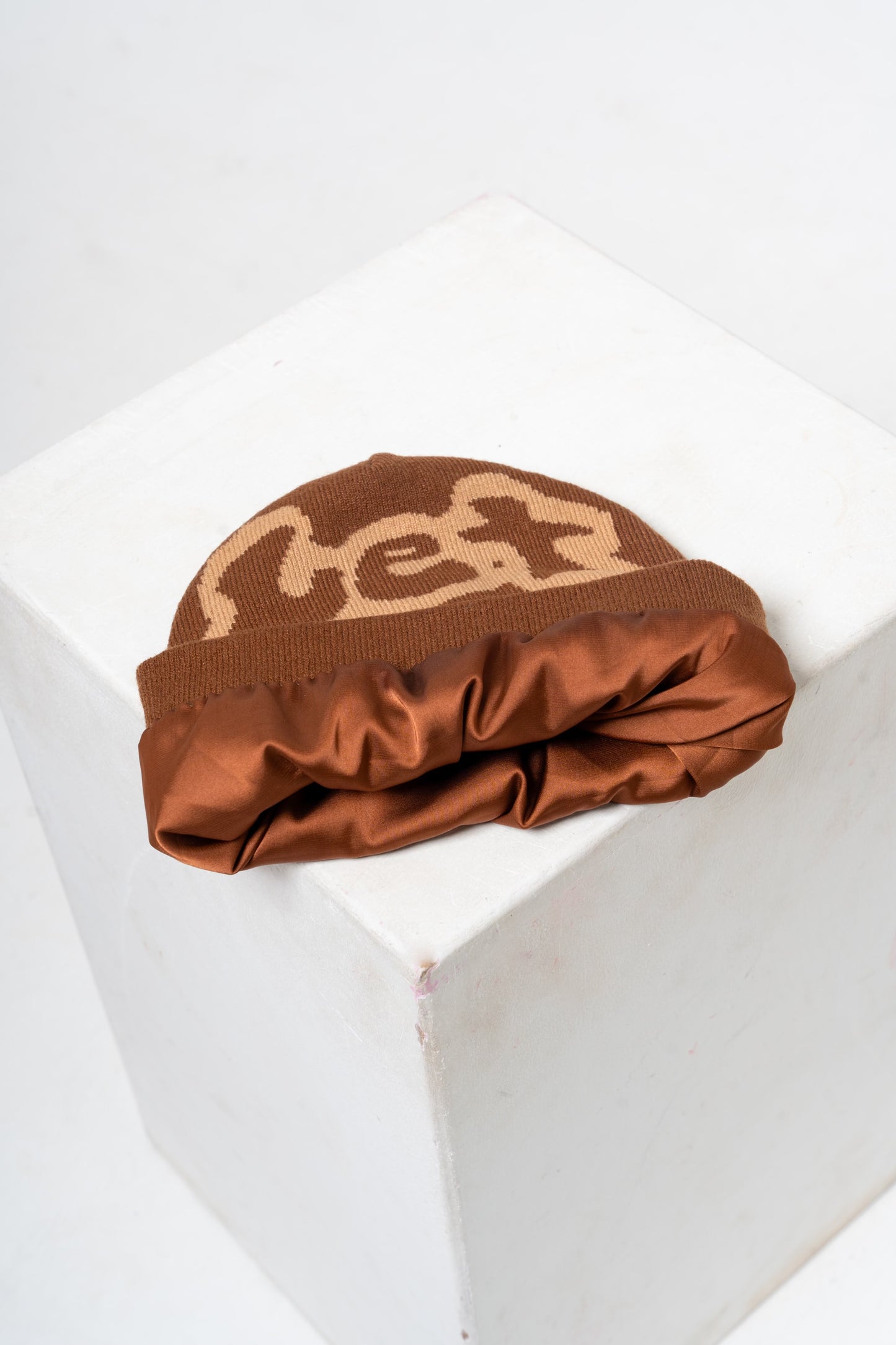 Brown LGD beanie with Satin-Lined Interior